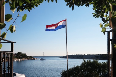 croatian-flag-overlooking-water